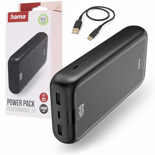 Hama Powerbank Performance 24 24000mAh (externer Akku mit 1x USB C + 2X USB A, Power Pack Zertifiziert, Akkupack Handy Zubehör, Tablet, Bluetooth-Box