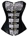 Charmian Women's 12 Spiral Steel Bones Steampunk Vintage Faux Leather Zipper Overbust Corset Zipper-black XXX-Large