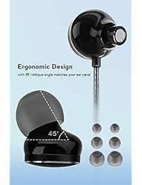 Earbuds, Titanio Controlador Dinámico de Alta Resolución de los Auriculares, Ergonómico in-ear auriculares con aislamiento de ruido almohadillas de los oídos, teléfono remoto y micrófono para Apple iPhone, Samsung, Android