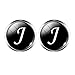 JIAYIQI Gorgeous Crystal Cabochon Art J-Letter Cufflinks for Gentlemen Formal Wear Shirts