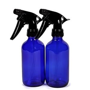 Vivaplex, 2, Large, 8 oz, Empty, Cobalt Blue Glass Spray Bottles with Black Trigger Sprayers