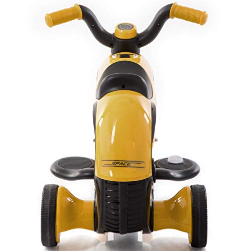 USA_BEST_SELLER 6 V Battery Powered Kids Electric Riding Bike Motorcycle Trike with 3 Wheels Electric Vehicle with Light Music (Yellow) - Thumbnail 3