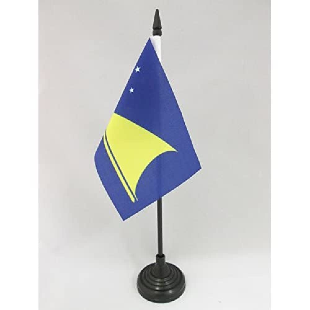 AZ FLAG - Tokelau Table Flag 4'' x 6'' - New Zealand Office Mini Banner 100% Polyester 15 x 10 cm - Mini Desk Flag with 10'' Pole and Black Plastic Base — image 1