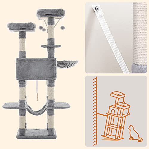 FEANDREA Cat Tree, Large Cat Tower, 64.6 Inches, Cat Activity Center