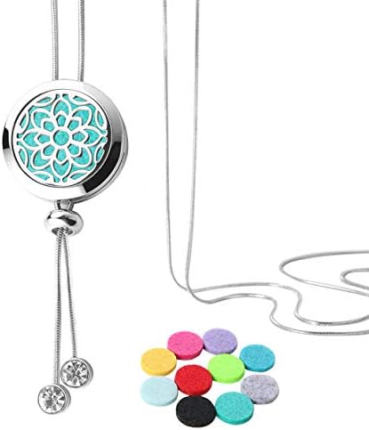 GoorDik Essential Diffuser Necklace Aromatherapy Stainless Steel Locket with 10PCS Felt Pads, Gift for Women/Mother's day