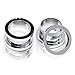 Oyaface 2 PCS Black Tunnels Set Screw Fit Plugs 8G-9/16 316L Stainless Steel Ear Gauges Expanders With CZ Stones Body Piercing 12mm