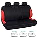 BDK UltraSleek Red Seat Covers for Cars Full Set, Two-Tone Front Seat Covers with Matching Back Seat Cover, Stylish Car Seat Protectors with Split Bench Design, Automotive Interior Covers