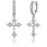 JINAO Cross Hoop Dangle Earrings 14K Gold Plated 5A+ Cubic Zirconia Cartilage Hypoallergenic Sterling Silver Cross Dangle Drop Earrings For Men Women-Hot Gold price in UAE | Amazon UAE