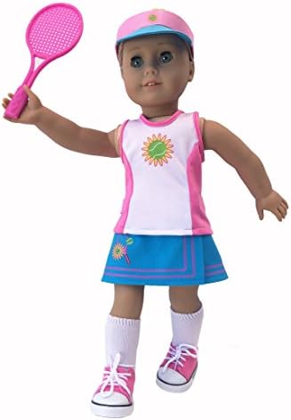 18” Doll Tennis OUFIT - 8 Pc Deluxe Set - Racket - Shoes - viser - Racket Bag - Shorts - Skirt -Tennis top -Great Value Pack!!