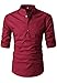 GARSEBO Beloved Men Button Slim Henley Neck Long Sleeve Casual Linen Shirts