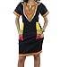 SheKiss Women's Dashiki African Bodycon Dresses Bohemian Vintage Print Club Midi V-Neck Pockets