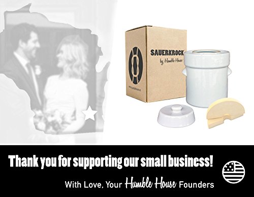 Humble House Fermentation Crock German-Style SAUERKROCK "Family" 10 Liter (2.6 Gallon) Water Sealed Jar, Lid and Weights in Natural White - For Fermenting Sauerkaut, Kimchi and Pickles!