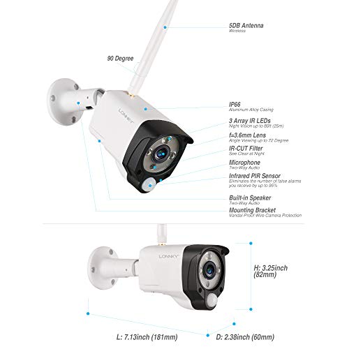 [All-in-One] 1080P Home Security Camera System Wireless with 7" Monitor WiFi Surveillance NVR Kits,LONNKY 4CH NVR Kit with 1PCS 2.0MP 2-Way Audio Camera & PIR Sensor,P2P,Easy Remote View,Free APP - Thumbnail 2