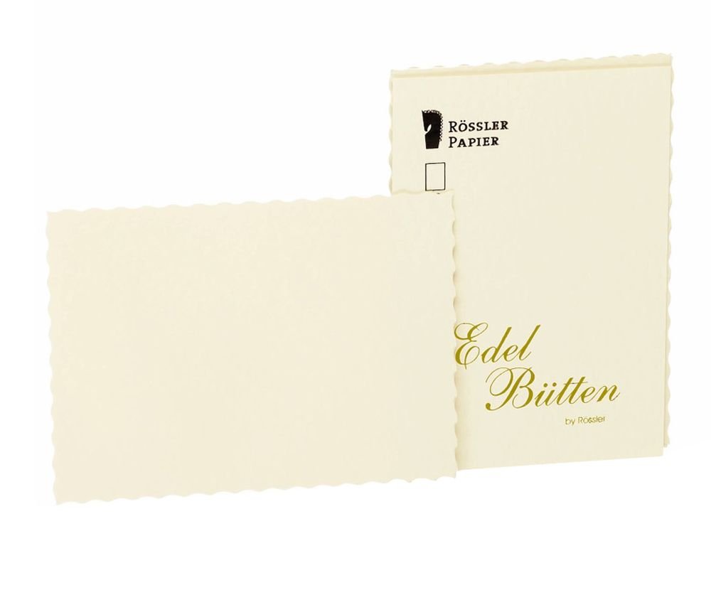 Rössler 2052388803 A6 Hammer Embossed Handmade Paper Card - Ivory
