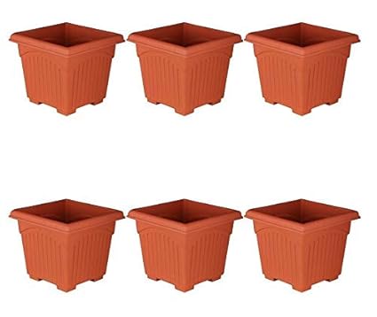 Plants Point Premium First Smart Plastic Square Pot Set (10-inch)(Pack of 6)