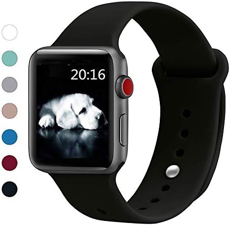 Sport Band Compatible for Apple Watch 42mm 38mm, Soft Silicone Sport Strap Replacement Bands Compatible for iWatch Apple Watch Series 4, Series 3, Series 2, Series 1 S/M L by FnKer