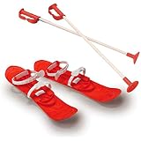 Skis Enfants Avec Fixations Et Bâtons – Kit D'Apprentissage 40 Cm En Plastique Léger, 5 Couleurs Fun (Rouge, Bleu, Vert, Jaune, Rose)
