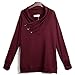 Merryfun Women's Sport Casual Long Sleeve Knitted Draped Button Blouse Top WRed,L