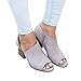 FISACE Women Slip On Fashion Cut Out Peep Toe Chunky Block Stacked Low Heel Ankle Booties