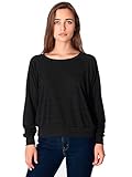 American Apparel Women's Tri-Blend Rib Light Weight Raglan Pullover, Tri/Black, Large