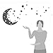 Moon and Stars Night Sky Vinyl Wall Art Decal Sticker Design for Nursery Room DIY Mural Decoration (White, 22x49 inches)