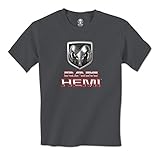 Dodge Ram Hemi Truck Chrome Emblem Officially Licensed Mens T-Shirt (XL Charcoal)