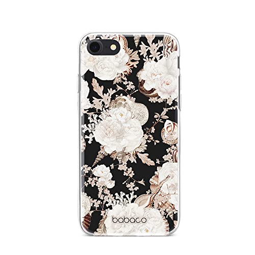 BABACO Funda para teléfono móvil de ERT Group para iPhone 7/8/ SE 2/ SE 3 Original y con Licencia Oficial diseño Flowers 044 Adaptada a la Forma del teléfono móvil, Funda Hecha de TPU