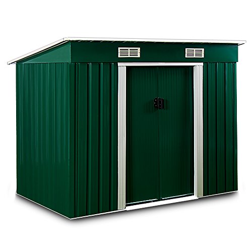 Abri de jardin en métal vert Cabane Remise Rangement outils - avec ventilation