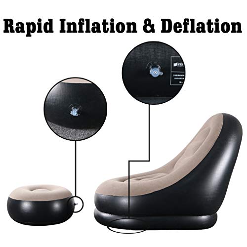 Skyshc Inflatable Lounge Chair with Ottoman Blow Up Chaise Lounge Air