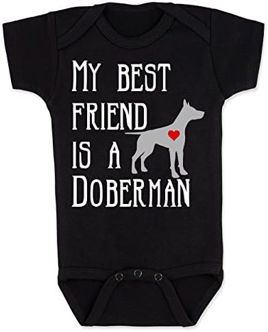 Vulgar Baby Bodysuit, My Best Friend is a Doberman, 12-18 MO, Black