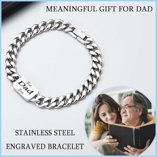 EYQV Dad Grandad Daddy Son Brother Husband Boyfriend Grandson Uncle Gifts, Engraved Bracelet Gifts for Men Boys, Best Gift for Birthday Christmas Fathers Day Valentines Day Stocking Fillers for Men