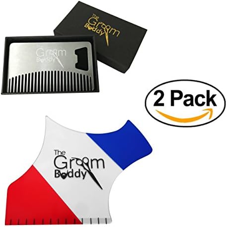 Hair Shaping Tool Styling Template by The Groom Buddy for Men's Hairline and Beard - Perfect Symmetric Lines and Trims for Men. Flexible Tool for a Beard Mustache Goatee Side Burns Neck Line ups