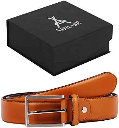 43-44 Affilare Men's Genuine Italian Leather Dress Belt 35mm Tan 12EX35TN