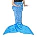 LANGRIA Mermaid Tail Blanket for Adults and Children Soft Warm All Season Snuggle Sleeping Life-Like Little Mermaid Glittering Flannel Throw Blanket for Bed Sofa Couch (60 x 25 inches, Blue)