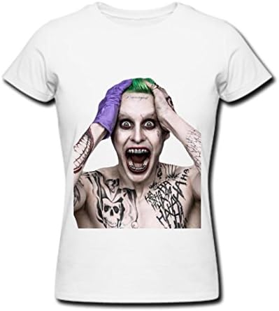 ZHEDZU Women's Suicide Squad Jared Leto The Joker Cool T Shirt Cotton White XL