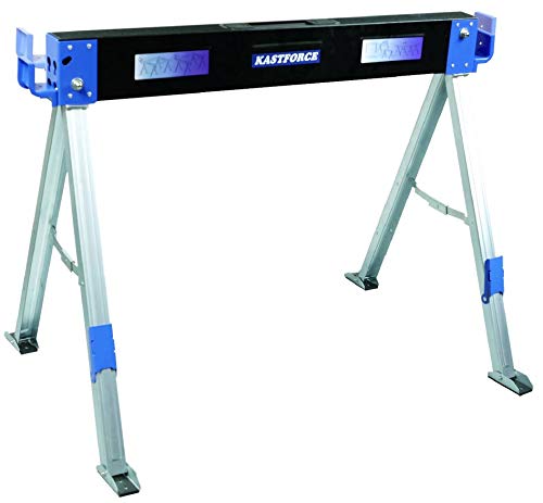KASTFORCE KF3003 Folding Sawhorse Jobsite Table 1100lbs Capacity 2 Position Timber Holding