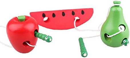 Children Developmental Baby Wooden Worm Eat Fruit Toy Sent Random