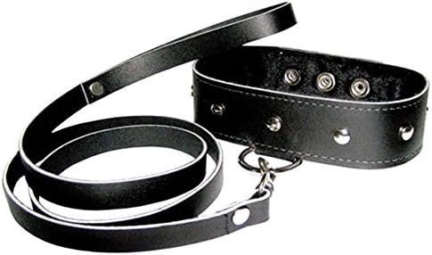 Sexy black leather Collar &amp; Leash