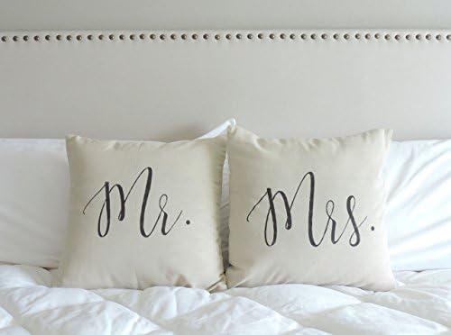 Mr and Mrs Painted Pillow Covers