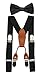 JAIFEI Toddler Kids 4 Clips Adjustable Suspenders and Matching Bow Tie Set (Black)