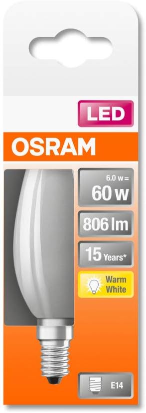OSRAM LED Lamps, Classic Mini-Candle, 6 W, Frosted, Set of 10, 60 W-Replacement - Image 3