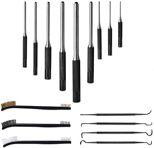 9 Pieces Roll Pin Punch – 3 Pcs Gun Cleaning Brush &amp; 4 Pcs Pick Kit for Gunsmith by Xage (16 Pieces)