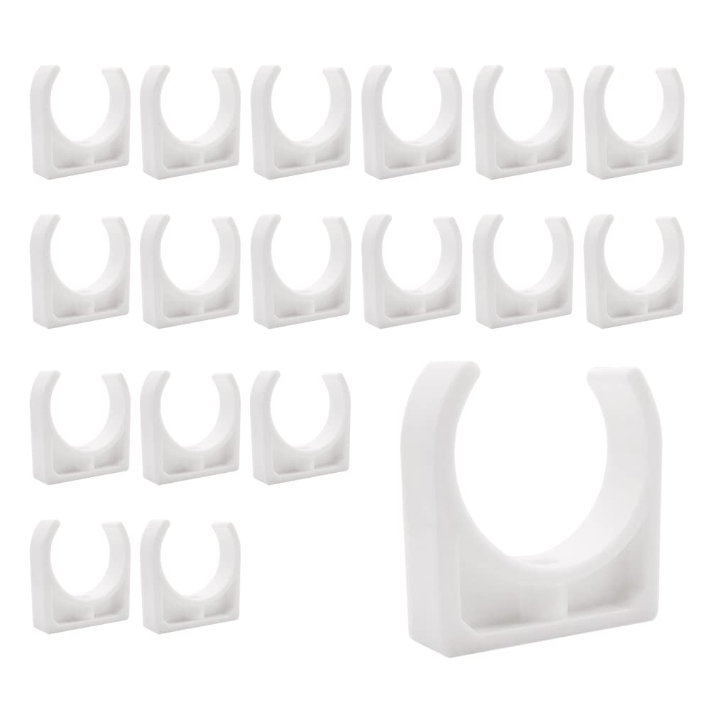 HLIWS PPR Water Pipe Clamps,18 PCS Universal Single Pipe Clip,Push-Fit Fittings,for Garden Irrigation Hose Connector,Screws not Included(Inner Diameter 40mm,White)