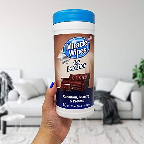 MiracleWipes for Leather Cleaning & Conditioning - Vehicle, Furniture, Shoes, Jacket, Interior, Upholstery - Clean, Protect, Moisturize - UV Protection, Help Prevent Fading - 2 Pack (30 Count)