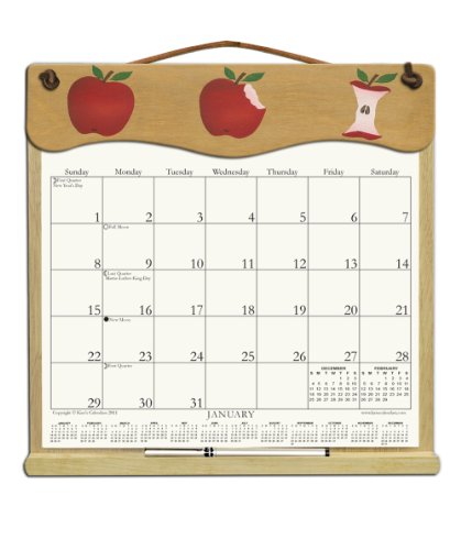 Wooden Refillable Calendar Holder filled with a 2025 calendar and includes an order form page for 2026. We'll include the rest of 2024, too, in case you need it. - APPLES