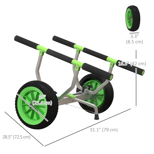 Soozier Heavy Duty Kayak Cart, 220 lbs Capacity Canoe Trolley Cart with Adjustable Width, 10'' Flat-Free Wheels and Tie-Down Straps, for Canoes Paddleboards Boats