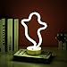 LUCUNSTAR Halloween Ghost Neon Signs LED Neon Night Light with Base Holder Table Decor for Kids Room Halloween Party Decorations(White Ghost)