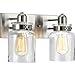 Progress Lighting P300046-009 Calhoun Collection Clear Glass Farmhouse Bath Vanity Light, 2-Light, Brushed Nickel