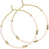 Beaded Hoop Earrings Drop Bohemian Beads Earrings Large Circle Round Hoop Earrings for Women Teen Summer Beach Jewelry Gift