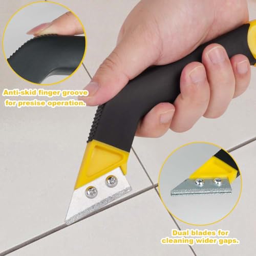 Flintronic Grout Scraper, Set of 9 Tile Grout Scrapers with 7 Replacement Blades and 1 Angled Saw, Tile Cleaning Razor Scraper, Tile Jointer Scraper